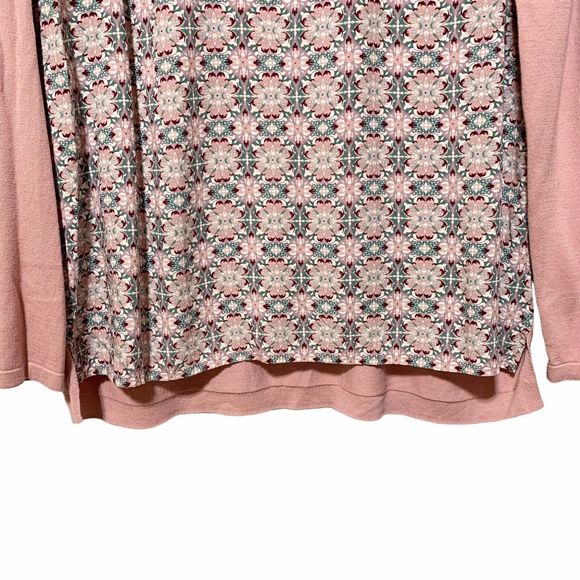 Talbots Blouse Top Womans Large Pink Green Floral Long Sleeve Round Neck Blouse - Picture 4 of 9